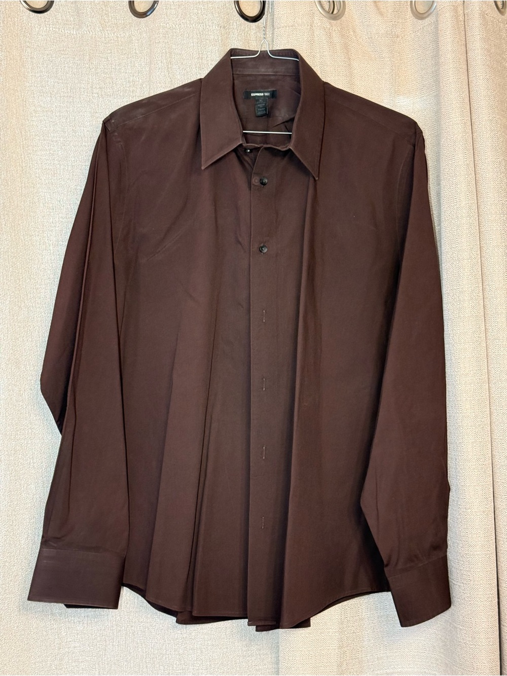 Express Men's Long-Sleeve Dress Shirt in Dark Brown